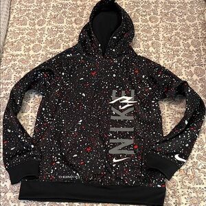 Nike Kids Speckled Black and Red Hoodie YL